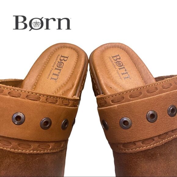 NEW Born Women's Banyan Brown Glazed Ginger Suede Leather Mules Clogs 6 - Picture 4 of 6